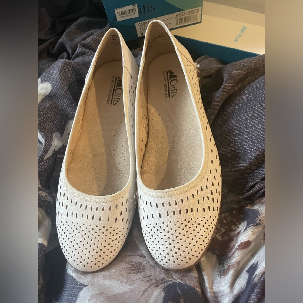 Cliffs by WHITE MOUNTAIN White Perforated Ballet Flats